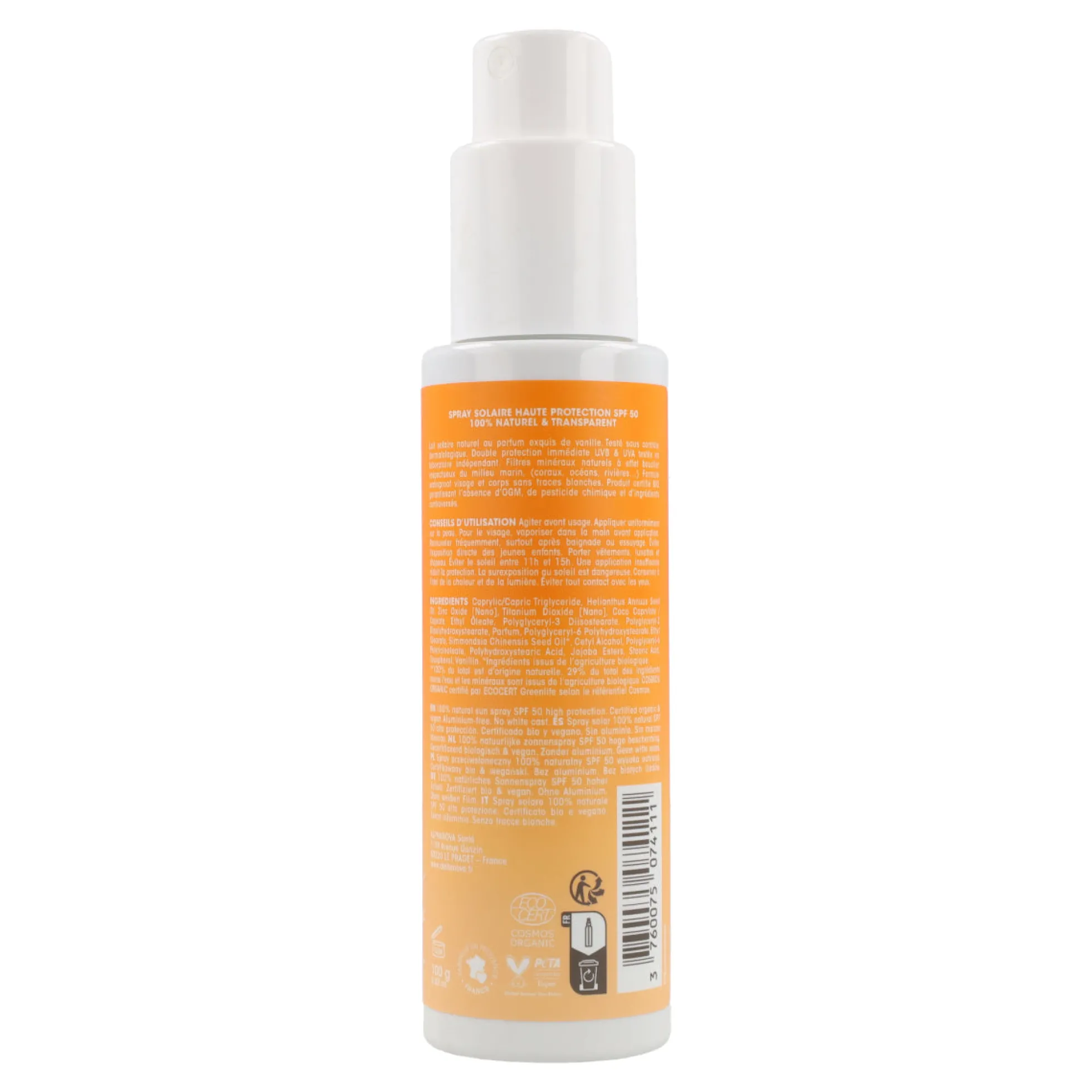 Spray solar adultos bio FPS50 Alphanova 100 ml