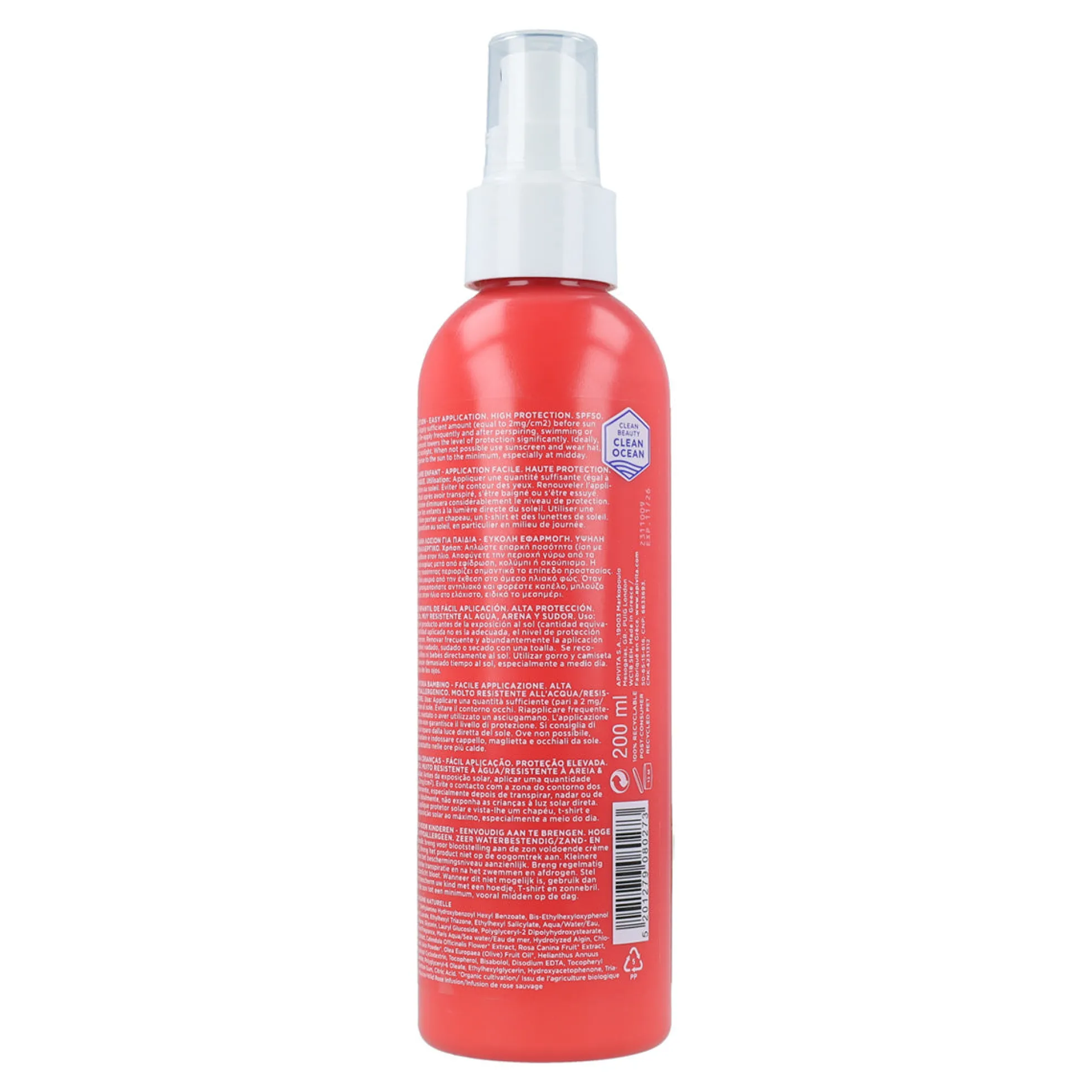Spray solar infantil SPF50 Apivita 200ml