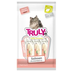 Stick De Crema Para Gato De Salmon Y Arandano Truly 12 Bolsas X 70 Gr (12 X 5 Sticks)