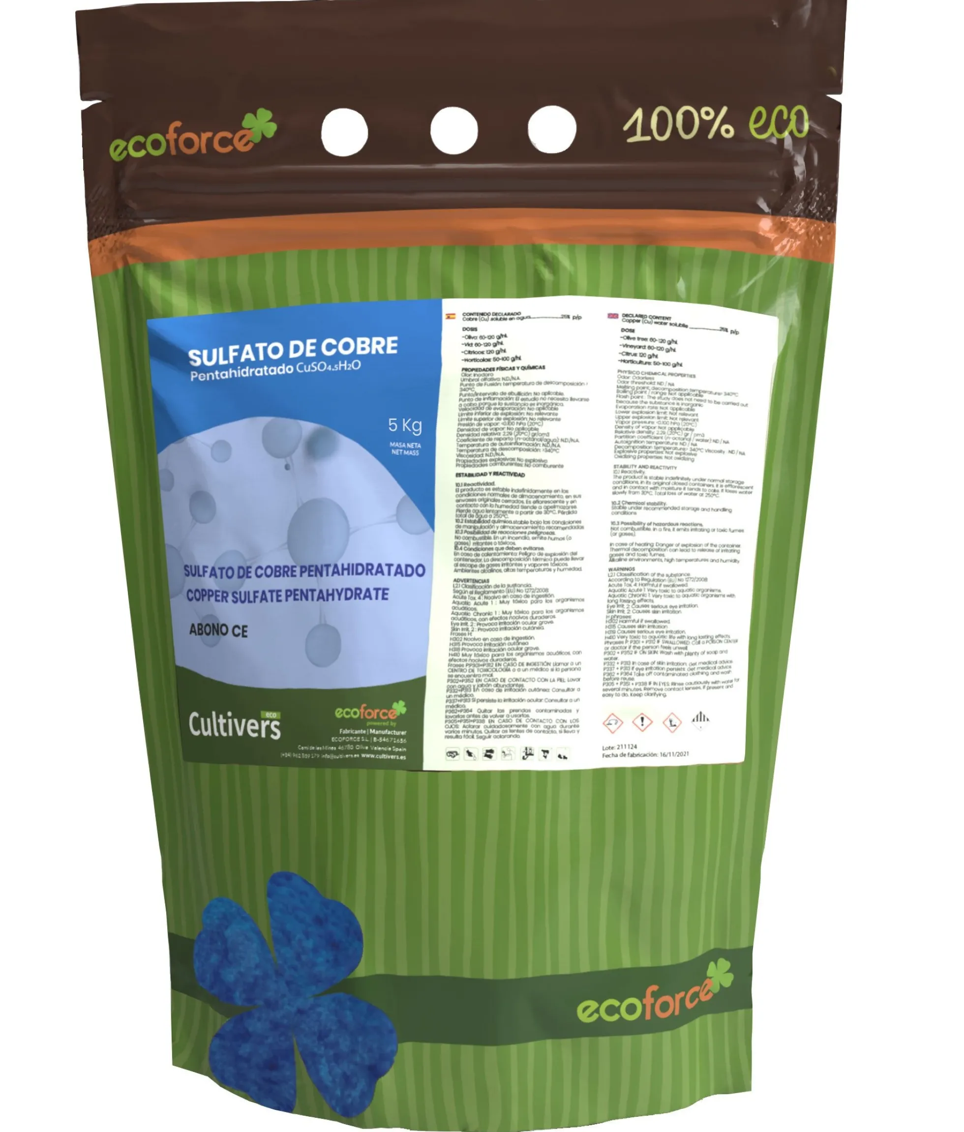 Sulfato De Cobre Cultivers 250 G