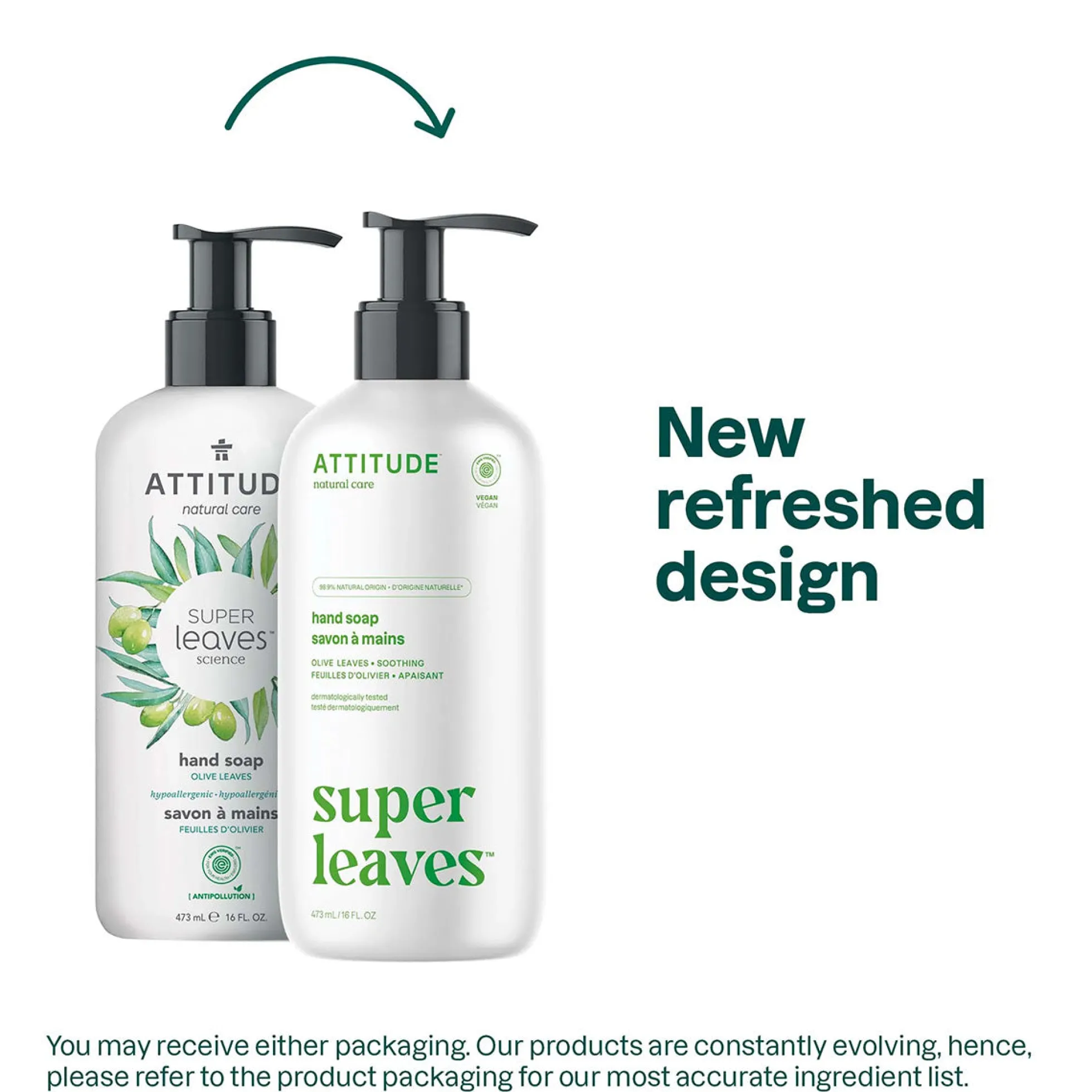 Super leaves Jabón de manos Olive Leaves Attitude 473 ml