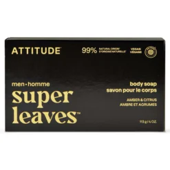 Super leaves men Jabón Corporal Sólido Ámbar & Cítricos 113 g