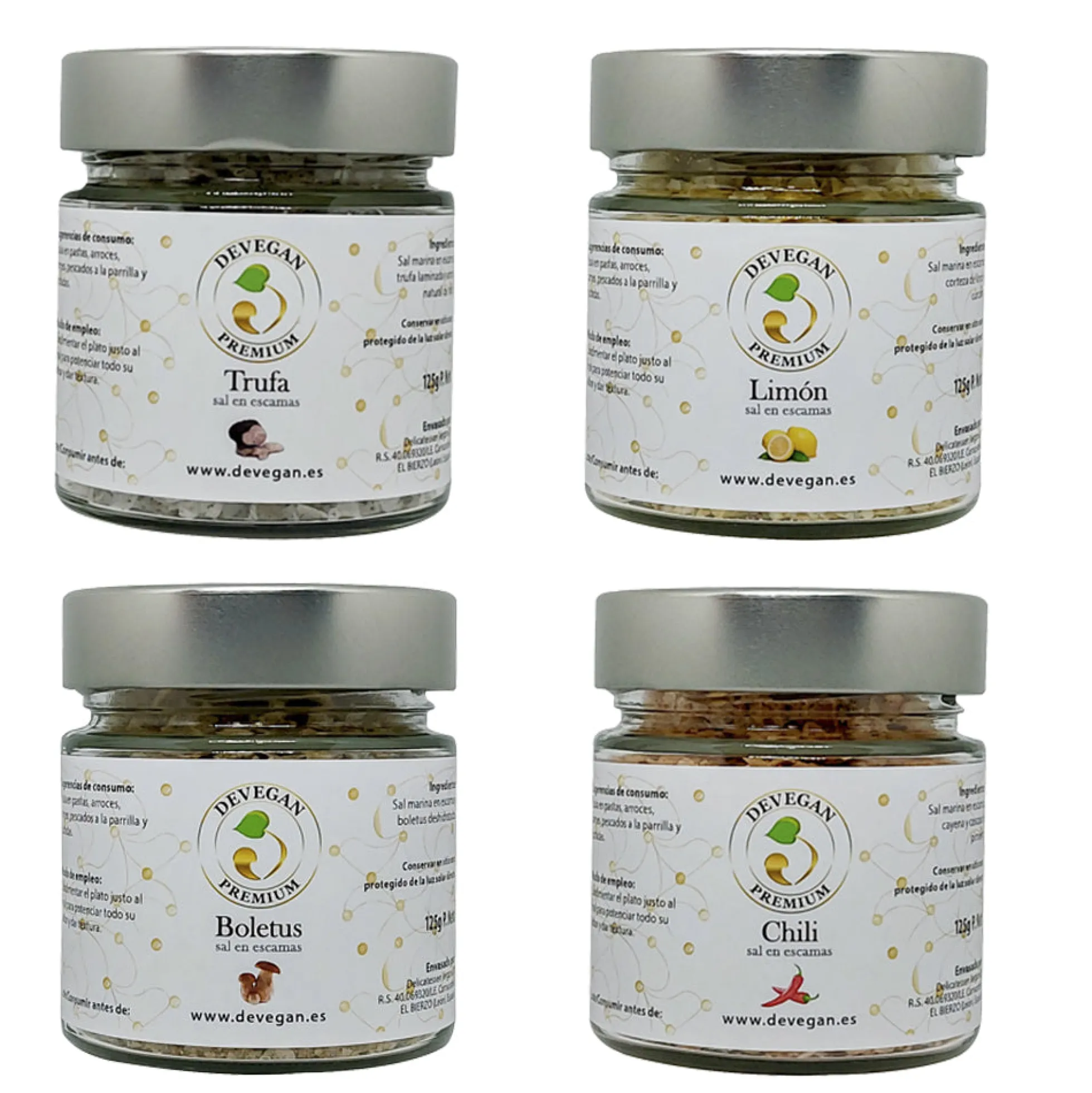 Surtido Sal Trufa, Boletus, Chiili Y Limón. 4 Tarrros De 125 Gr.