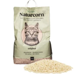 Sustrato Absorbente Wuapu Naturcorn Original En Pelet Biodegradable Para Gato 1 U 6l