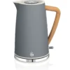 Swan Nordic Hervidor Agua Eléctrico Ultra Rápido, 1,7 L, Sin Bpa, Resistencia Oculta, Inalámbrico, Sk14610gryneu, Gris