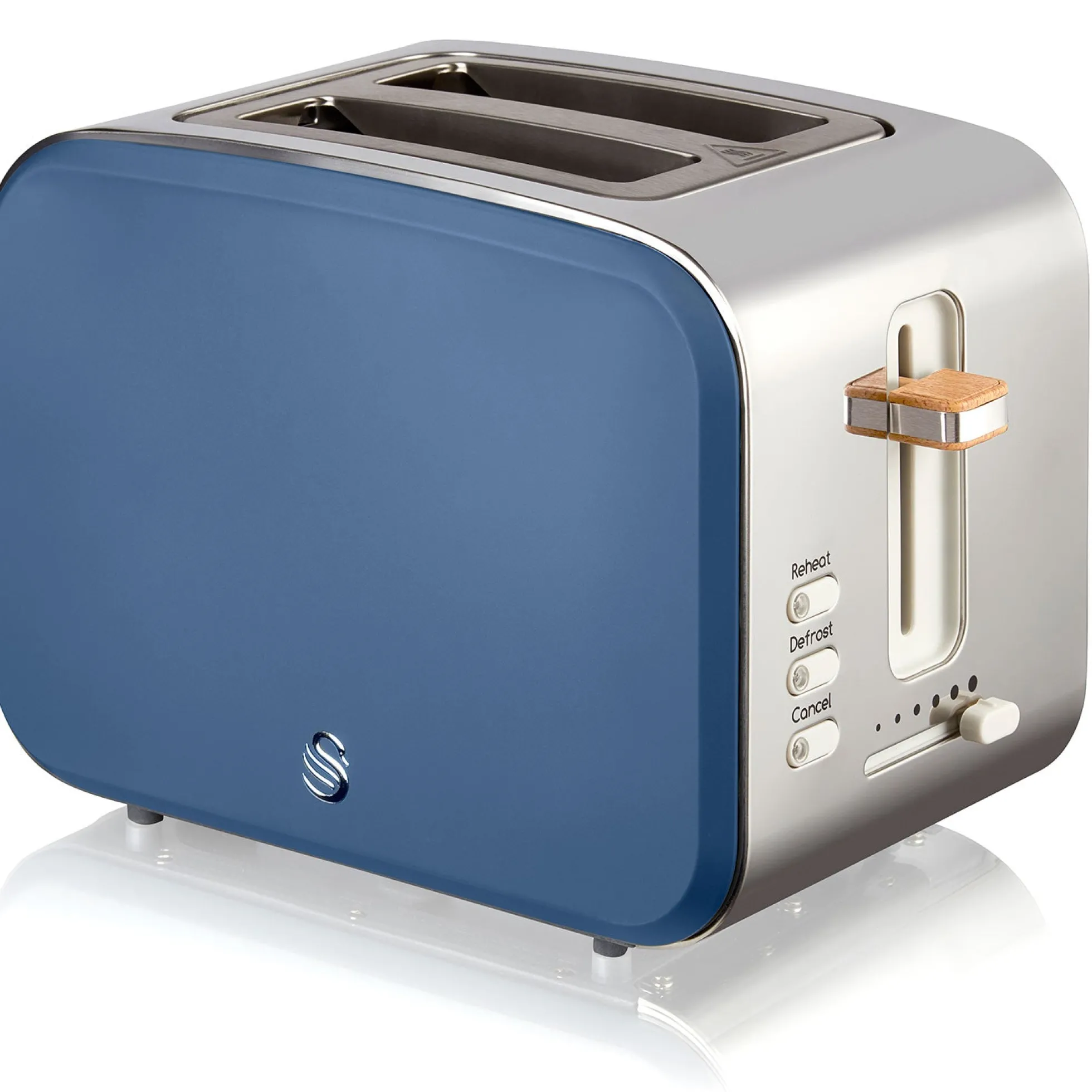 Swan Nordic Tostadora Pan Ranura Ancha 2 Rebanadas, 3 Funciones, 6 Niveles, Diseño Moderno, St14610bluneu, Azul 900w