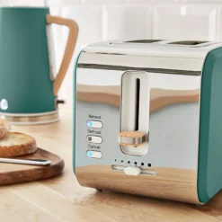 Swan Nordic Tostadora Pan Ranura Ancha 2 Rebanadas, 3 Funciones, 6 Niveles, Diseño Moderno, St14610greneu, Verde 900w