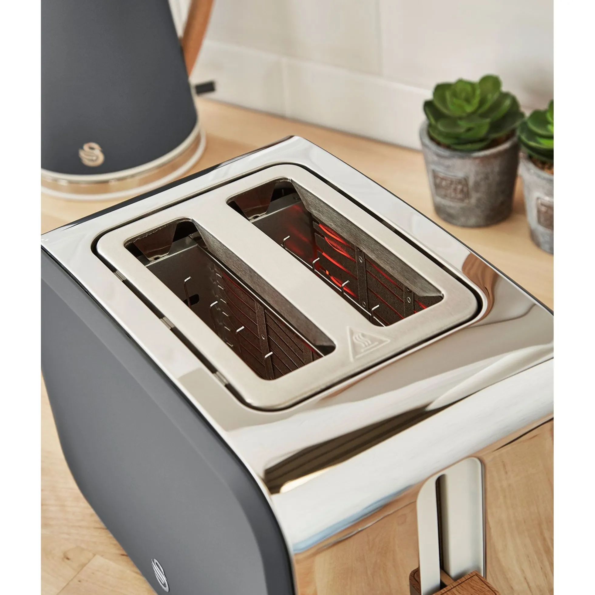 Swan Nordic Tostadora Pan Ranura Ancha 2 Rebanadas, 3 Funciones, 6 Niveles, Diseño Moderno, St14610gryneu, Gris 900w