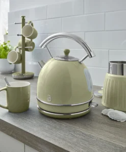 Swan Retro Hervidor Agua Eléctrico, 1,8 L, Resistencia Oculta Acero Inoxidable, Sin Bpa, Inalámbrico, Sk14630gneu,verde