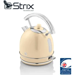 Swan Retro Hervidor Agua Eléctrico, 1,8 L, Resistencia Oculta Acero Inoxidable, Sin Bpa, Inalámbrico, Sk14630cneu,crema