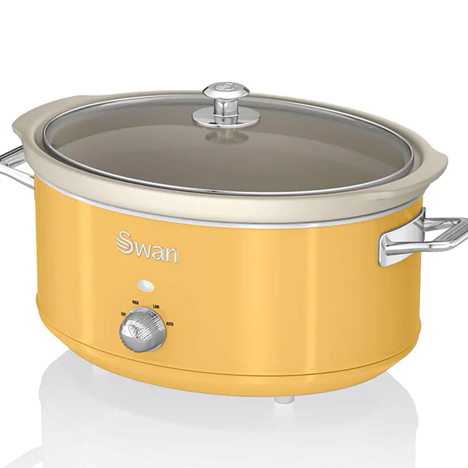 Swan Retro Olla Cocción Lenta, 6,5l, Recipiente Extraíble Antiadherente Cerámica Libre Pfoa, Sf17031yelneu, Amarillo