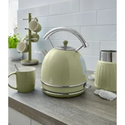 Swan Retro Set Desayuno Hervidor De Agua 1,8 L Inalámbrico, Tostadora 2 Rebanadas Anchas, Vintage, Stp7050gneu, Verde