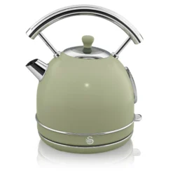 Swan Retro Set Desayuno Hervidor De Agua 1,8 L Inalámbrico, Tostadora 2 Rebanadas Anchas, Vintage, Stp7050gneu, Verde