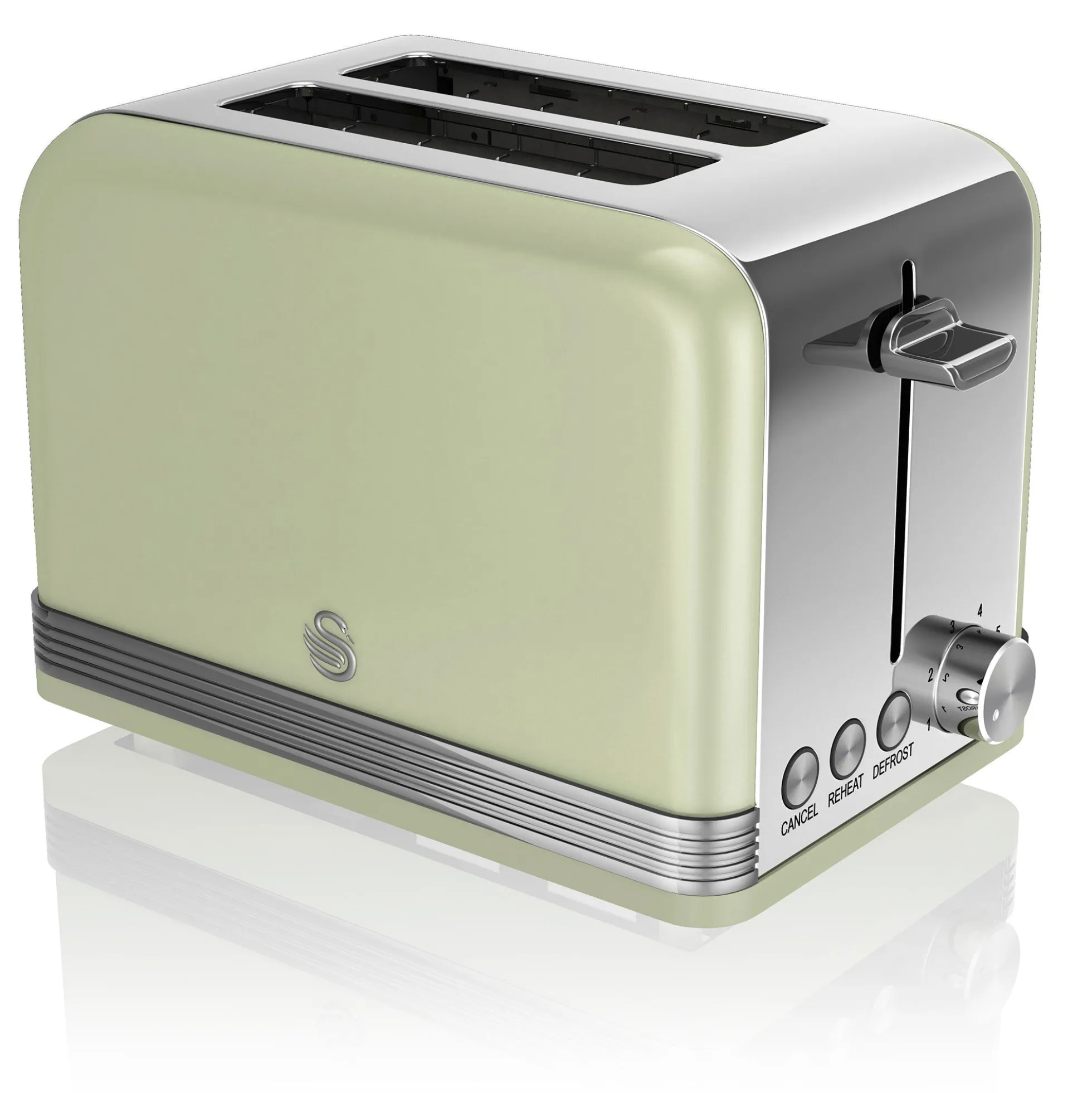 Swan Retro Set Desayuno Hervidor De Agua 1,8 L Inalámbrico, Tostadora 2 Rebanadas Anchas, Vintage, Stp7050gneu, Verde
