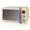 Swan Retro Set Desayuno Hervidor Agua 1,8l, Tostadora 2 Rebanadas, Microondas Digital 20l, Vintage, Strp2070cneu, Crema