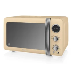 Swan Retro Set Desayuno Hervidor Agua 1,8l, Tostadora 2 Rebanadas, Microondas Digital 20l, Vintage, Strp2070cneu, Crema