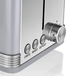 Swan Retro Tostadora Pan Ranura Ancha 2 Rebanadas, Regulador Nivel De Tostado, Descongelación, St19010grneu, Gris 800w