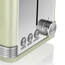 Swan Retro Tostadora Pan Ranura Ancha 2 Rebanadas, Regulador Nivel De Tostado, Descongelación, St19010gneu, Verde 800w