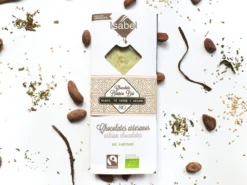 Tableta Bio chocolate blanco con algas, té verde y sésamo