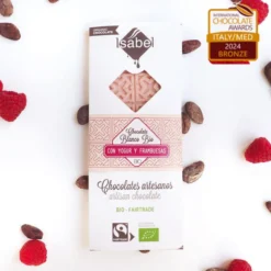 Tableta Bio chocolate blanco con yogur y frambuesas.