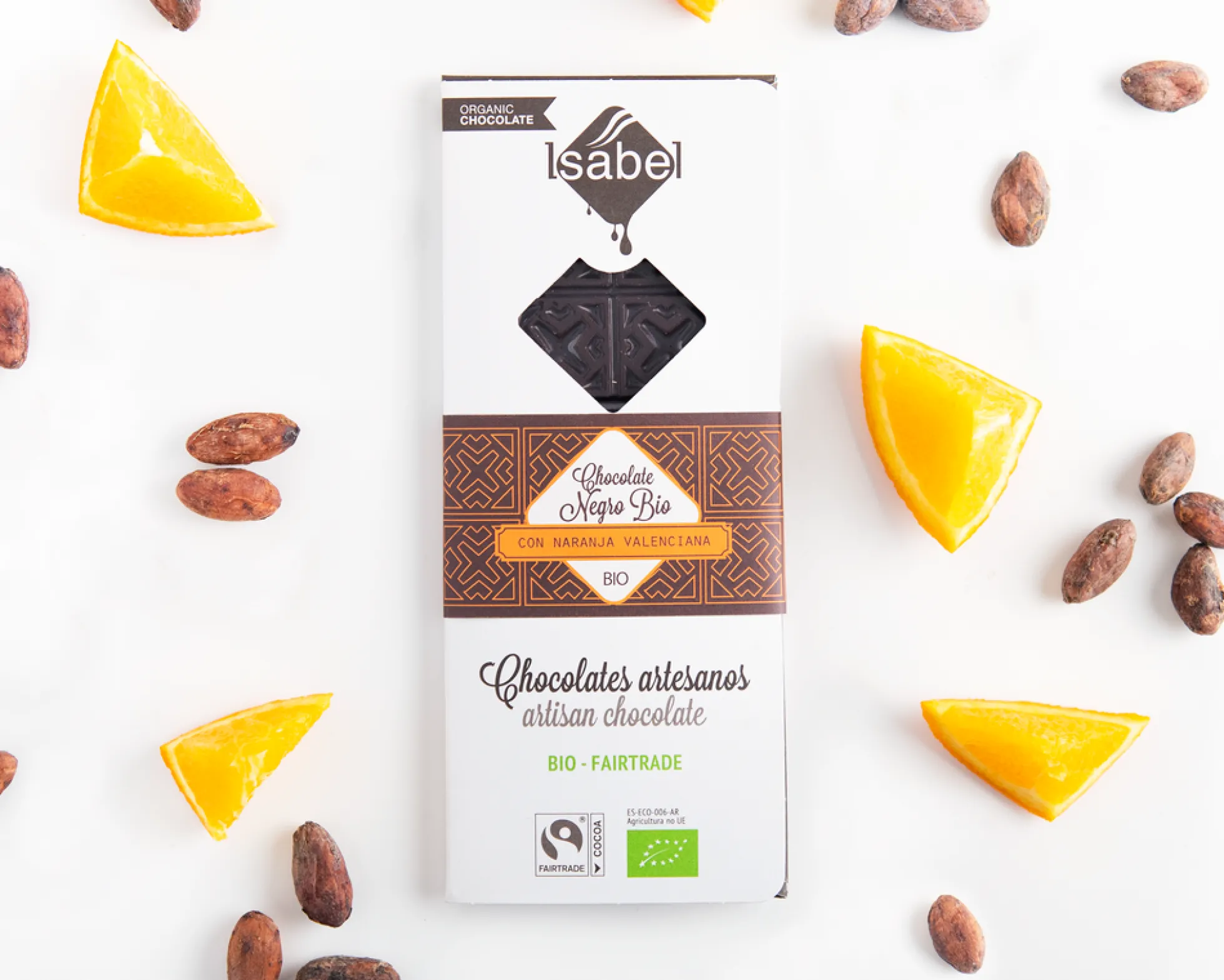 Tableta Bio chocolate negro con naranja
