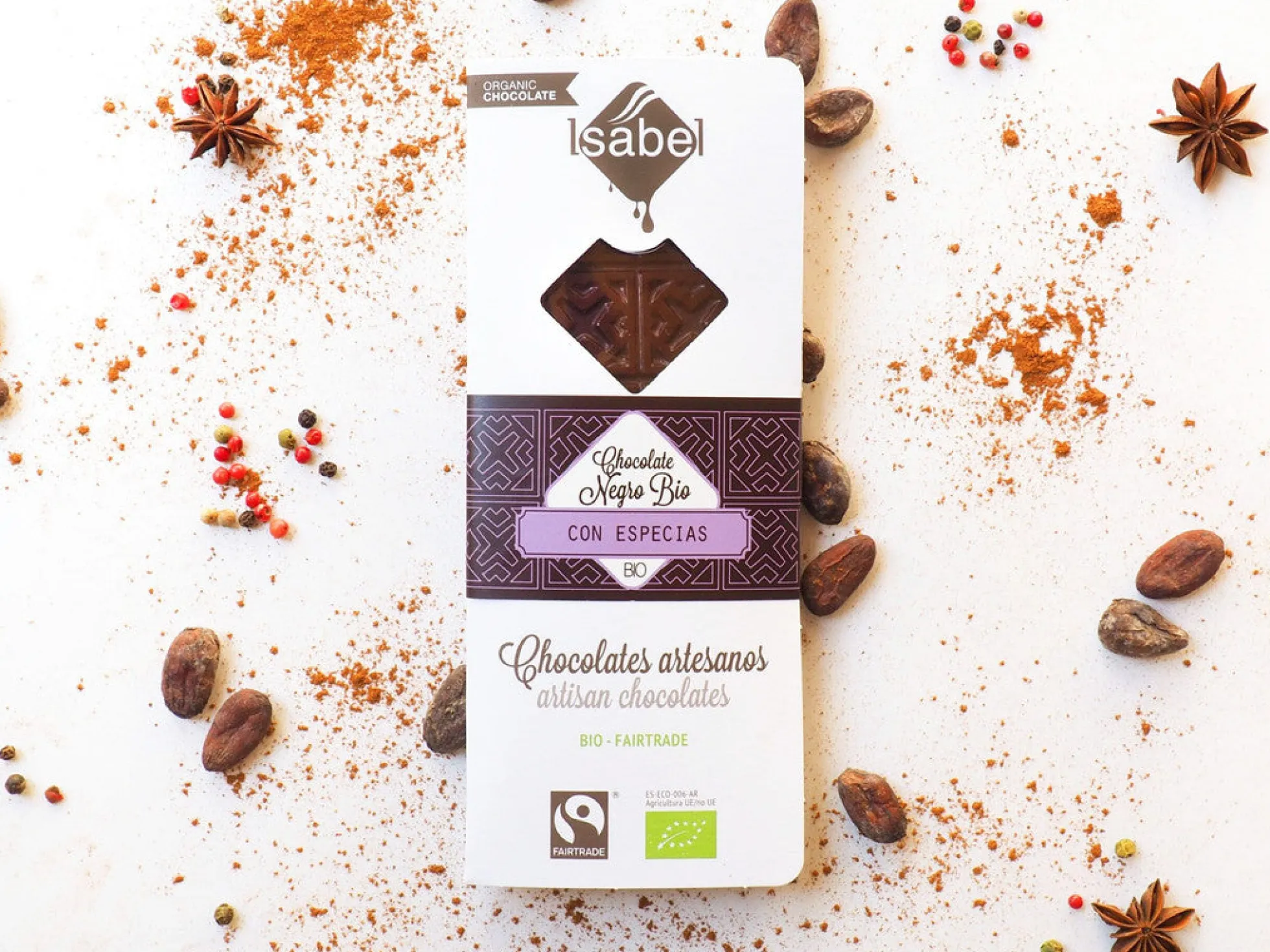 Tableta Bio chocolate negro con especias