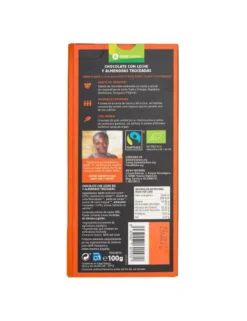 Tableta chocolate leche almendras troceadas bio Tierra Madre 100g