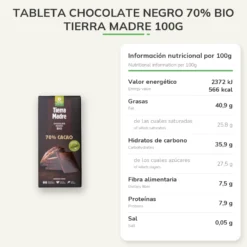 Tableta chocolate negro 70% Bio Tierra Madre 100g