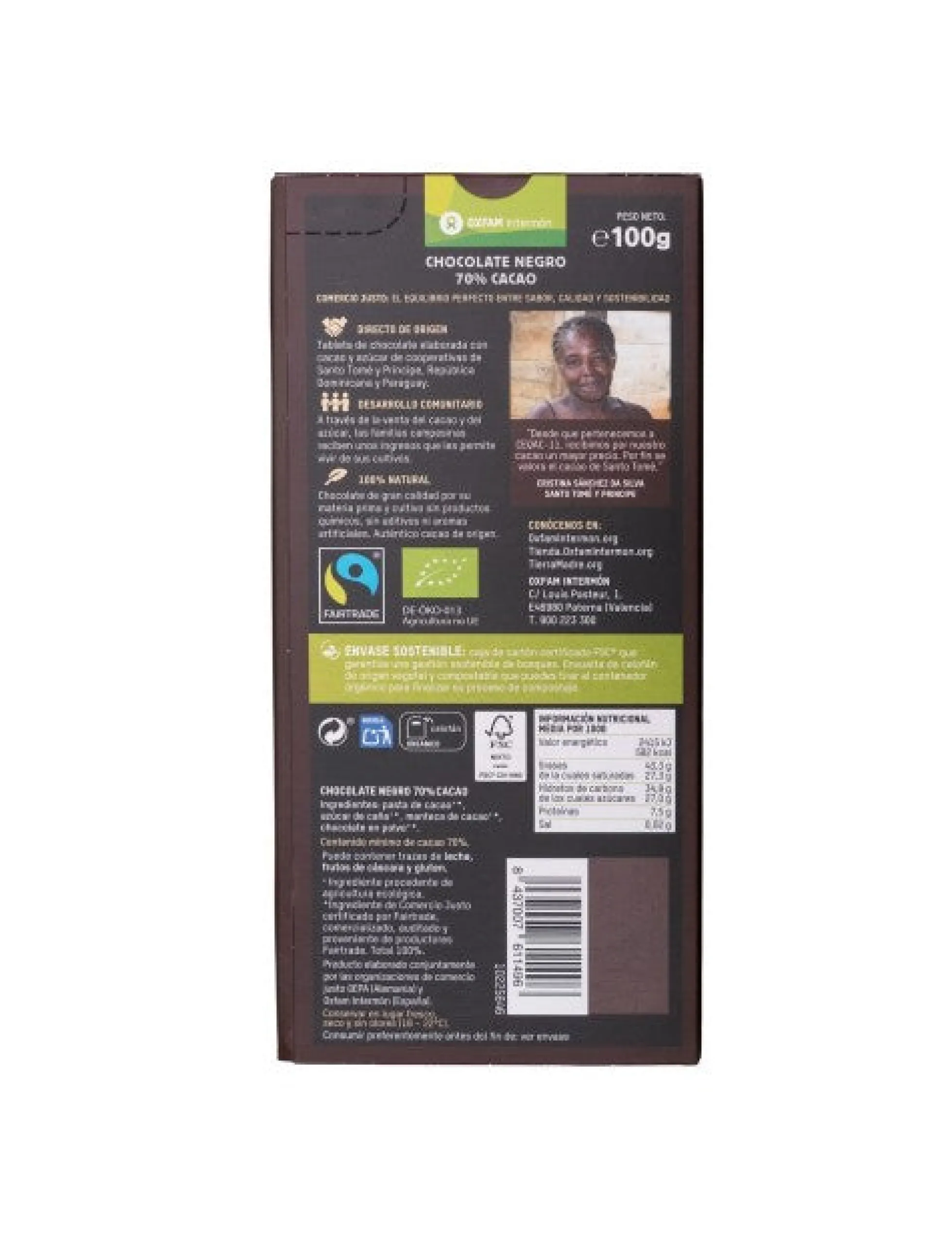 Tableta chocolate negro 70% Bio Tierra Madre 100g