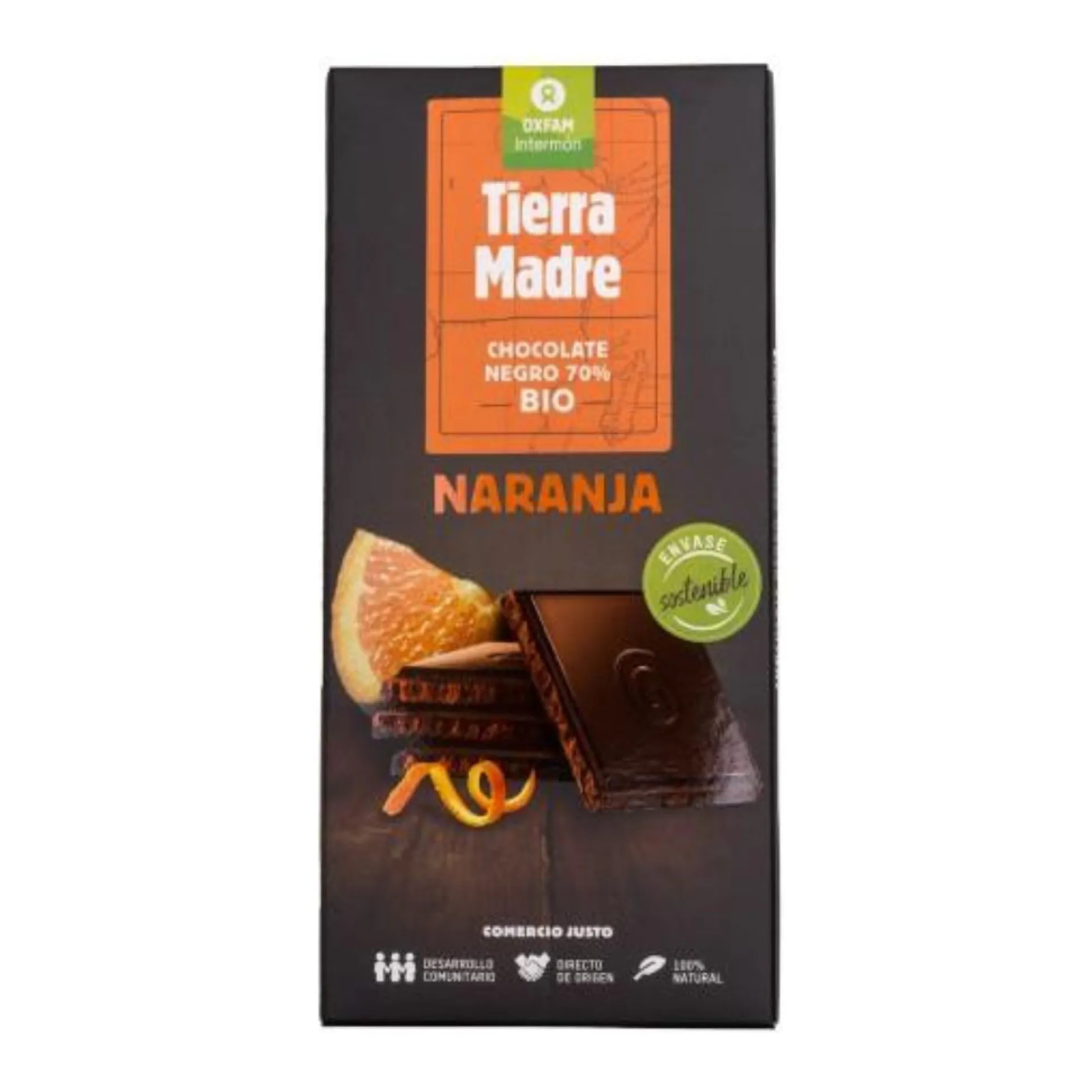 Tableta chocolate negro 70% Naranja Bio Tierra madre 100g