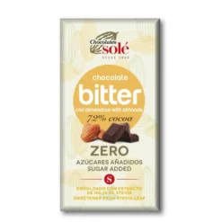 Tableta de chocolate 72% con Stevia y Almendra Bitter 100g Solé