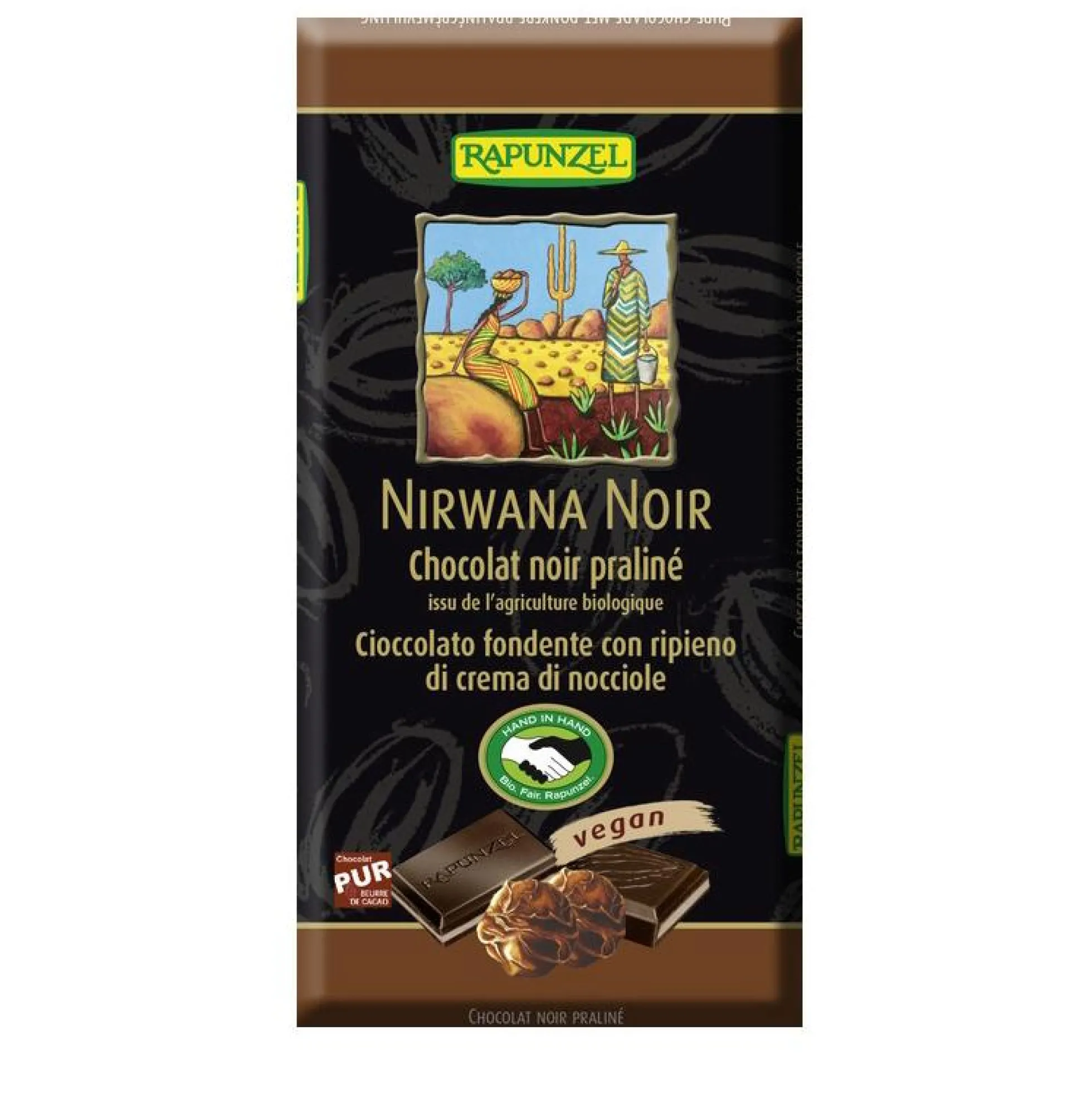 Tableta de Chocolate Negro Nirwana BIO Rapunzel 100 g