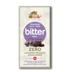 Tableta de chocolate 72% Stevia Açai Bitter 100g Solé