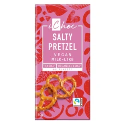 Tableta de Chocolate Vegano con Trozos de Pretzel Bio Fairtrade iChoc 80 g