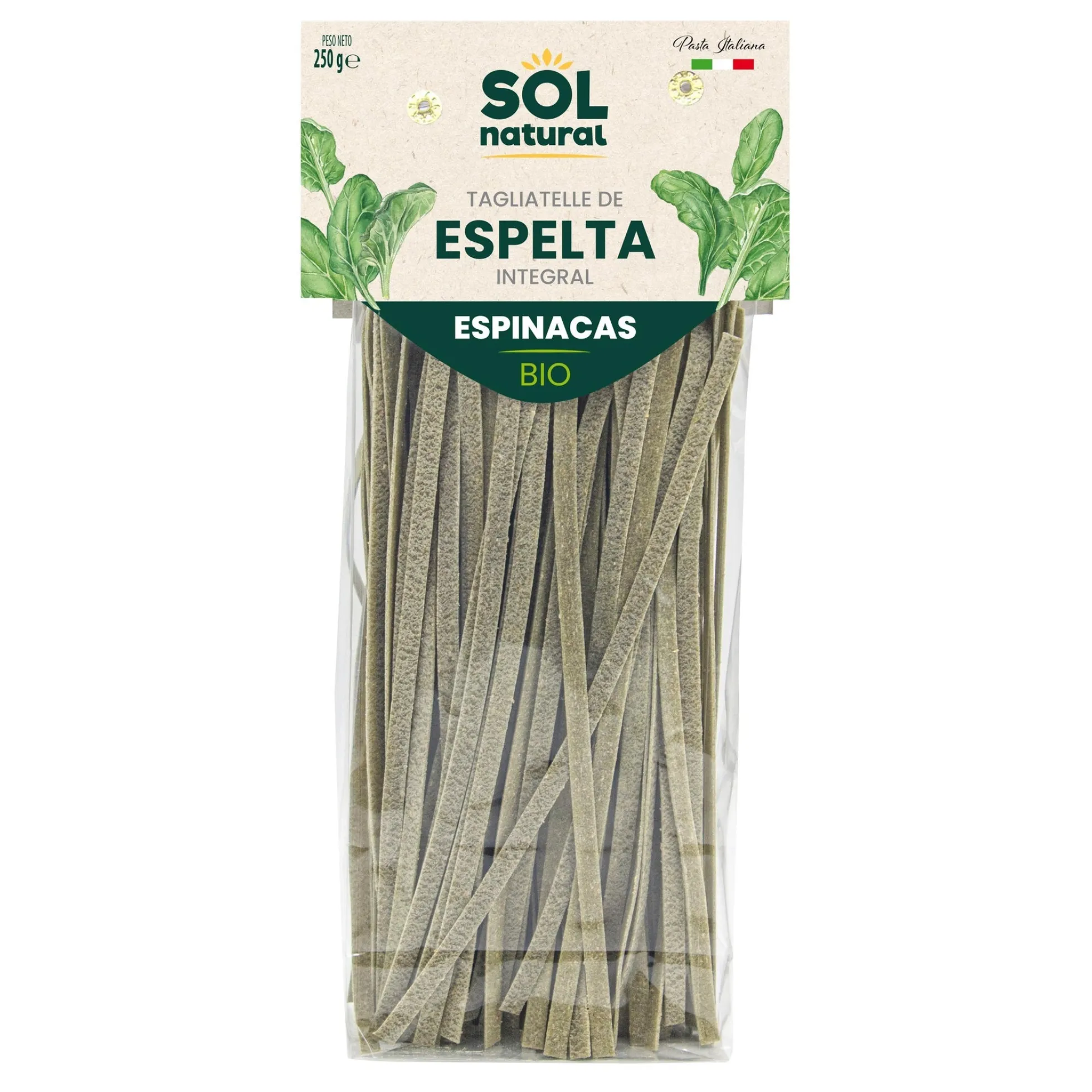 Tagliatelle de Espelta Integral con Espinacas BIO Sol Natural 250g