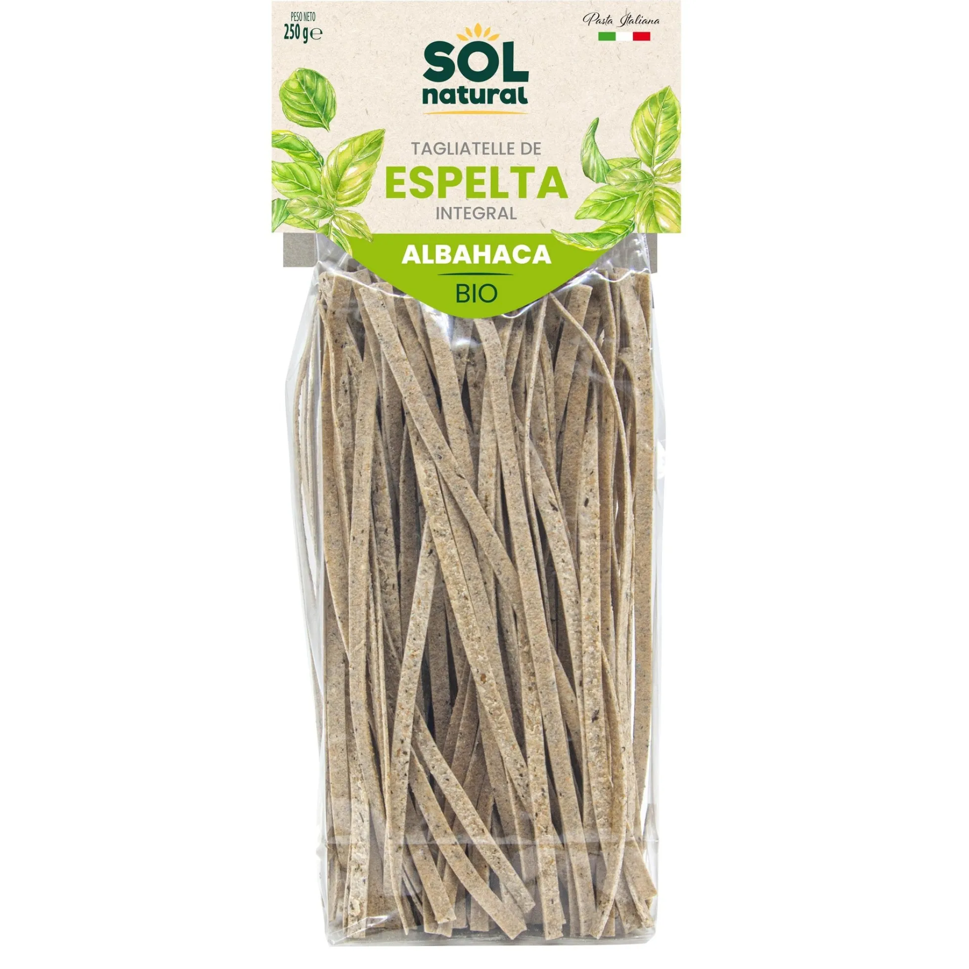 Tagliatelle de Espelta Integral con Albahaca BIO Sol Natural 250g