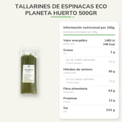 Tallarines de espinacas ECO Planeta Huerto 500gr