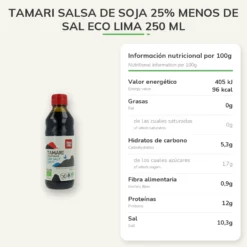 Tamari salsa de soja 25% menos de Sal ECO Lima 250 ml
