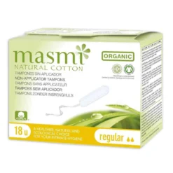 Tampón regular sin aplicador algodón ECO Masmi, 18 unidades
