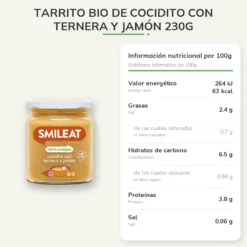 Tarrito BIO de Cocidito con Ternera y Jamón Smileat 220g