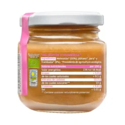 Tarrito de Frambuesa y Melocotón Ecológico Smileat, 130g