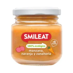 Tarrito de Manzana, Naranja y Zanahoria BIO +6 Meses Smileat 130 g