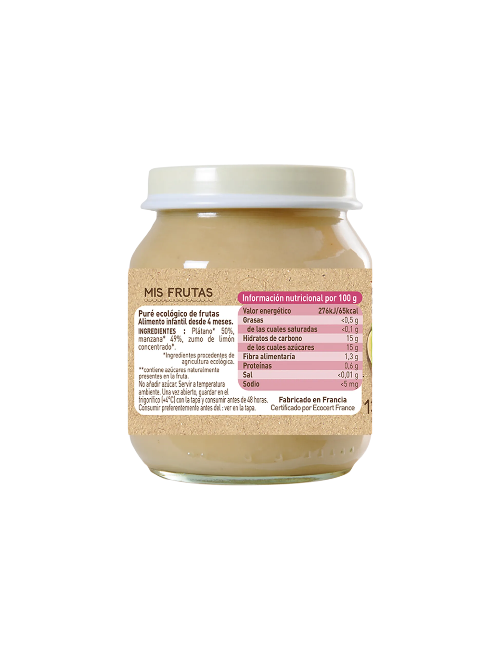 Tarrito de Plátano y Manzana Babybio 130g