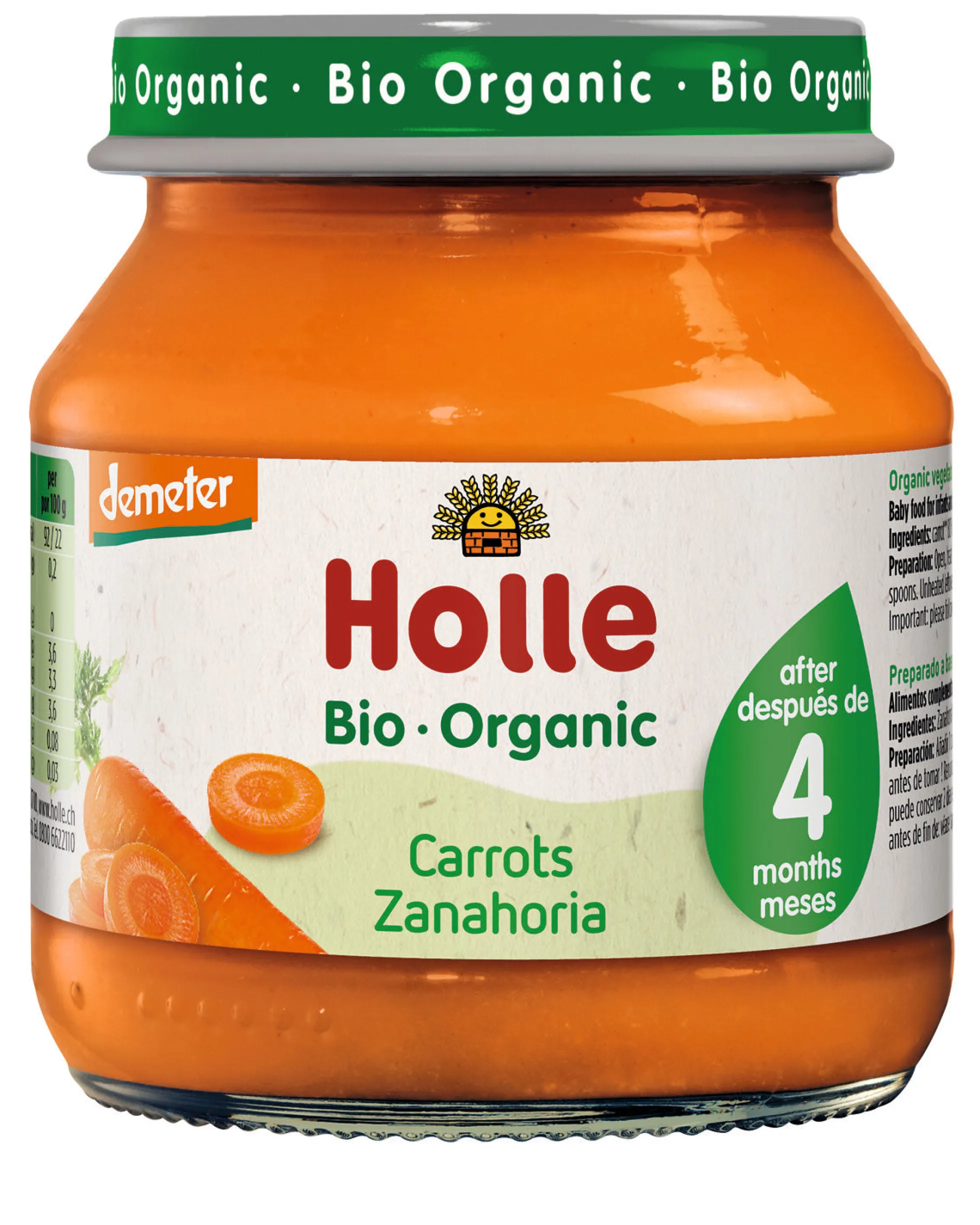 Tarrito de Zanahoria Demeter a partir 4 meses Holle 125g