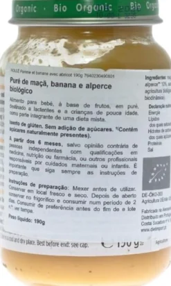 Tarrito ECO de Manzana, Plátano y Albaricoque +6 meses Holle 190 g