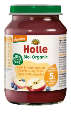 Tarrito Manzana con frutos del bosque Demeter a partir 8 meses Holle 220gr