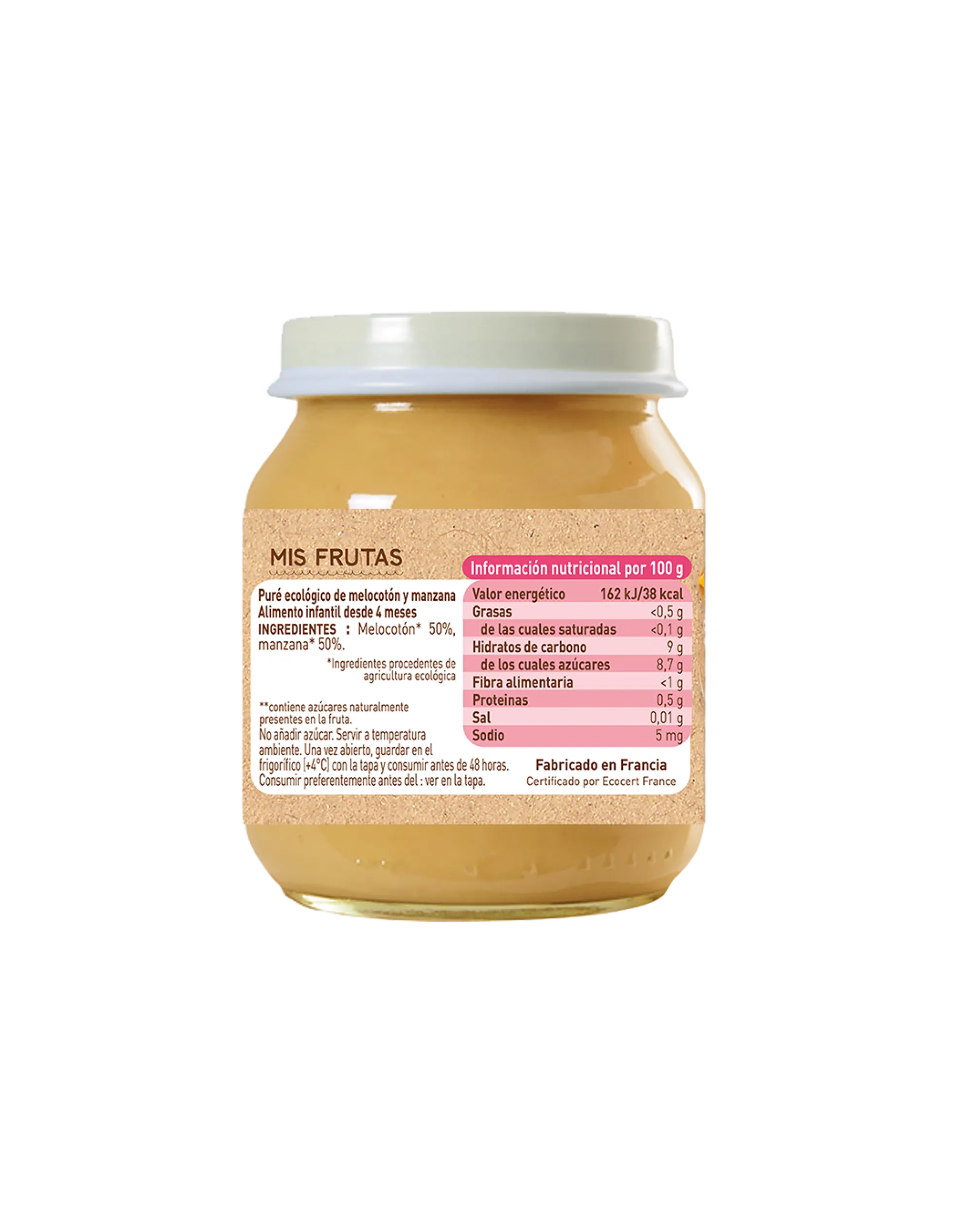Tarrito Melocotón y Manzana Babybio 130g