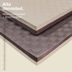 Tatami Puzzle 4cm 100x100cm, Pack 4 Unidades – Superficie 5 Líneas Marrón/beige Jowy