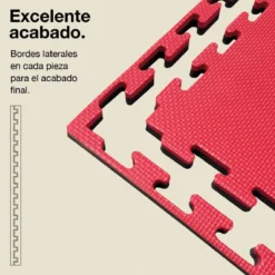 Tatami Puzzle 2cm 100x100cm, Pack 4 Unidades – Superficie T Negro/rojo Jowy