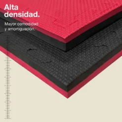 Tatami Puzzle 2cm 100x100cm, Pack 4 Unidades – Superficie T Negro/rojo Jowy